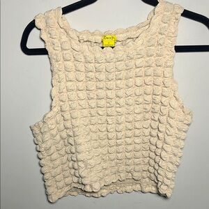 Daisy Cream Textured bubble trendy Crop Tank Top